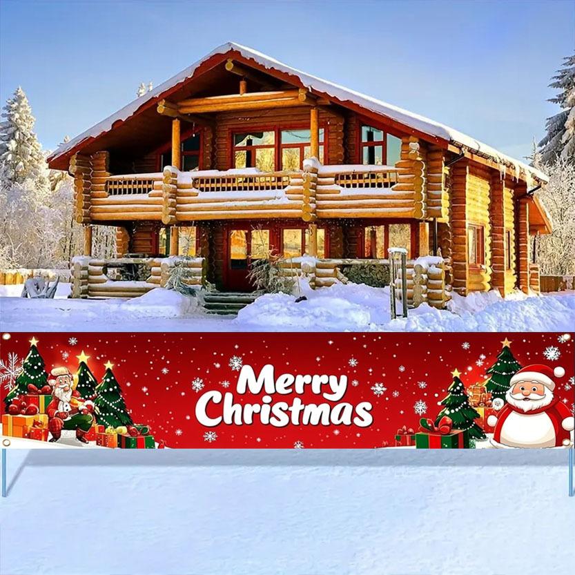 Holiday Merry Christmas Christmas Yard Flag Banner, Outdoor Garden Fence Decoration
