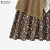ZANZEA Womens Summer Casual Patchwork Loose Floral Print Long Skirts