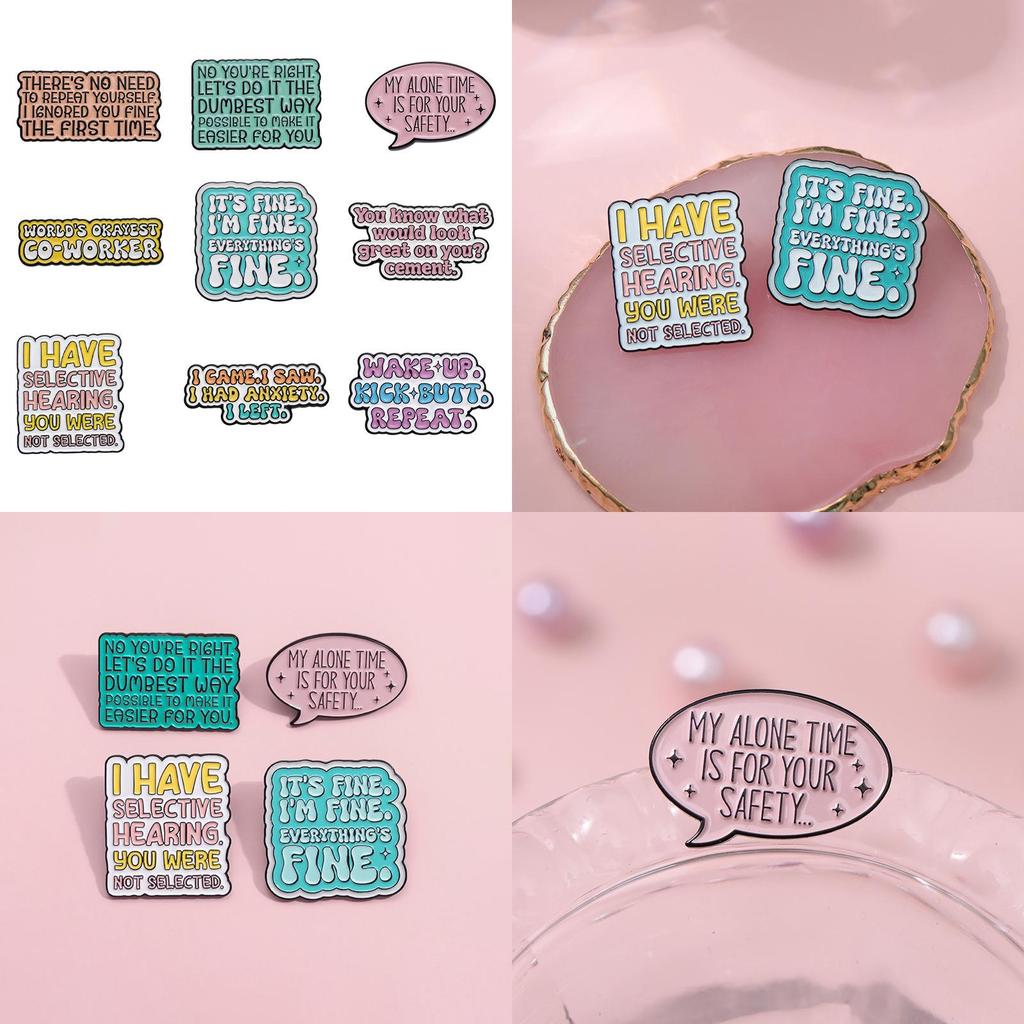 Colorful Creative Inspirational Letter Brooch Geometric Design For Fashion Accessories