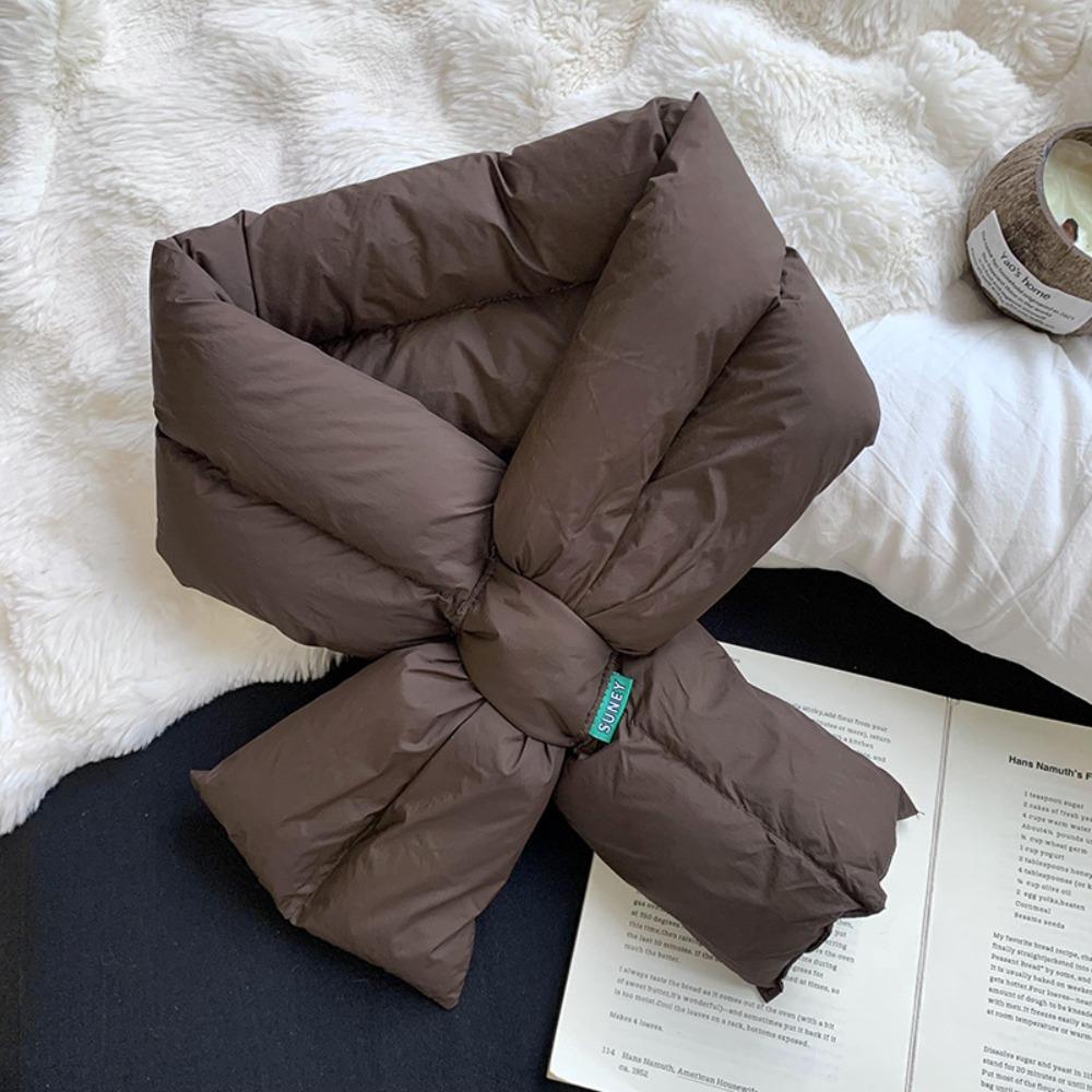 Windproof Cross Feather Shawl Korean Style Down Neck Scarf Casual Cotton Padded Scarf Hiking