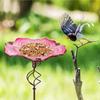 Garden Bird Bath Animals Feeder With Ground Stake Outdoor Standing Metal Bird Bath For Hummingbird Parrot Parakeet Bee Patio