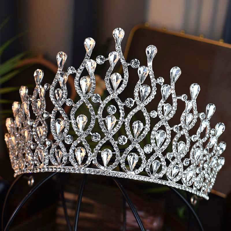 Большая корона европейской и американской невесты, роскошный барочный кристальный головной убор, корона на день рождения, корона для бала, конкурса красоты, церемонии награждения и корона для волос
