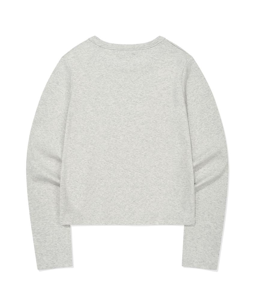 WACKY WILLY Women'S Basic Cotton Long Sleeve Light Grey