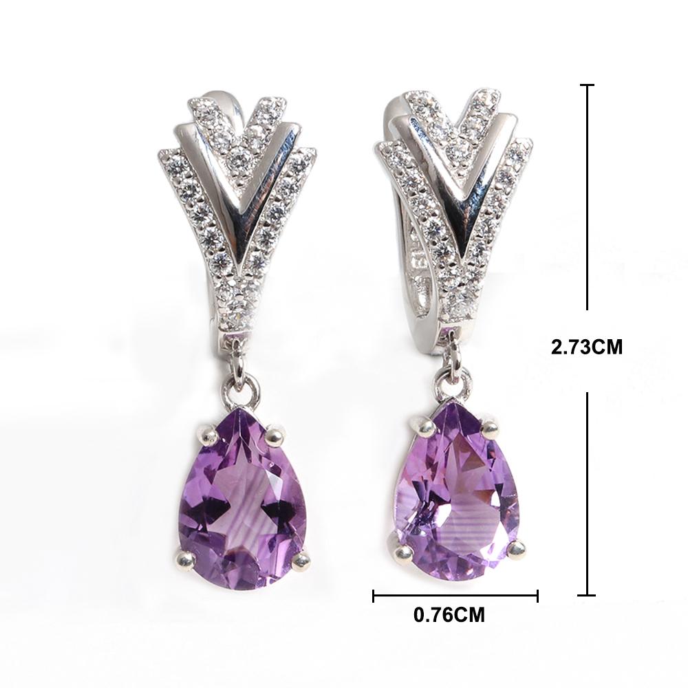 Великолепный февральский камень, натуральный аметист, комплект из серег и колец из серебра 925 пробы, легкие роскошные женские украшения