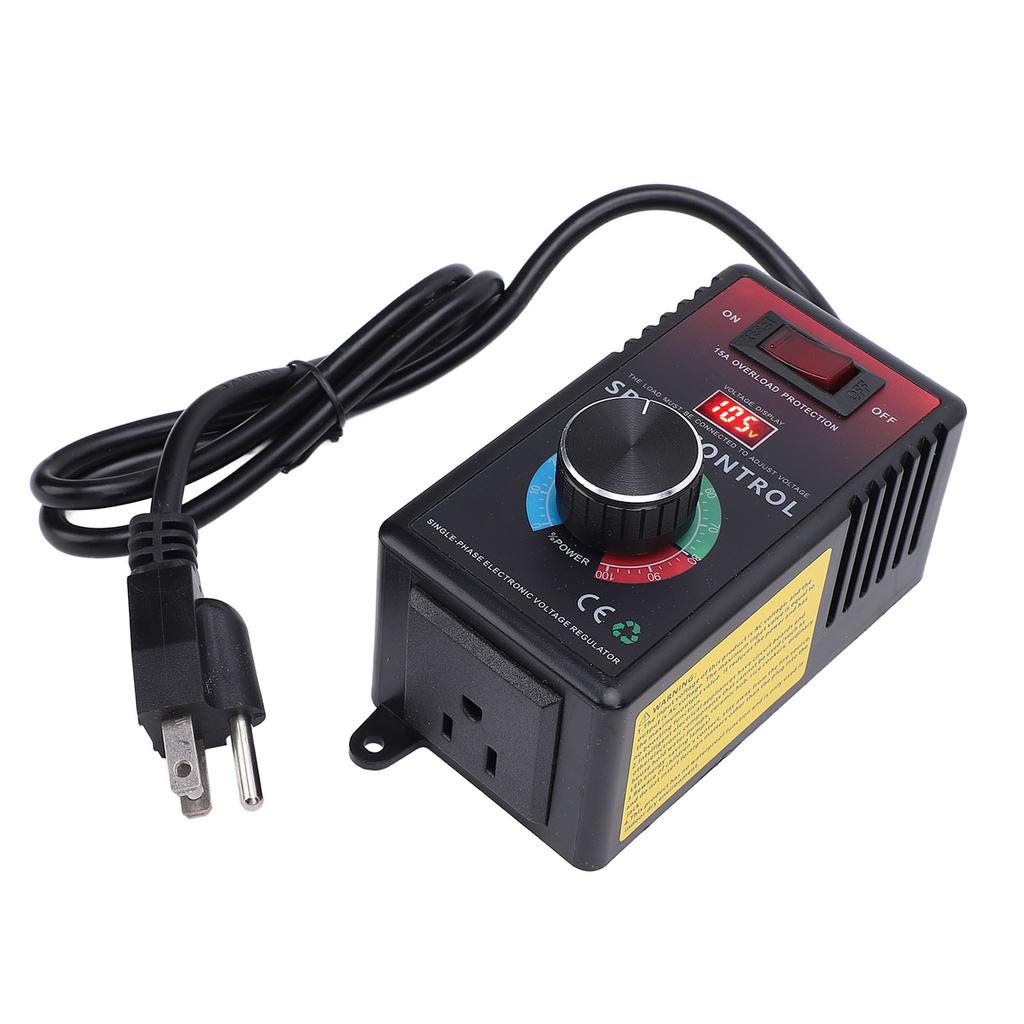 Регулятор скорости переменного тока 0-120 В переменного тока на выходе 15 А с защитой от перегрузки, регулируемый регулятор скорости с индикатором 