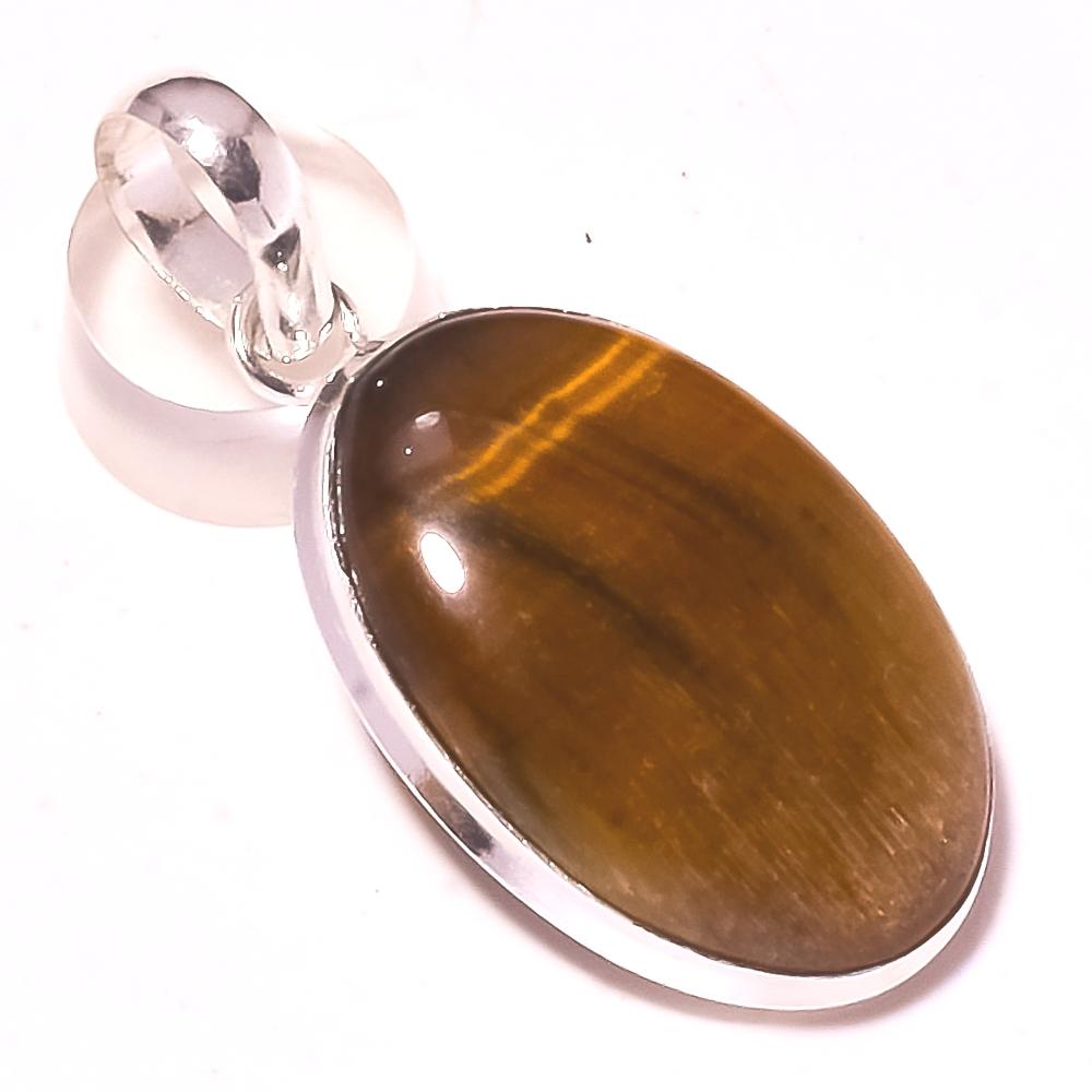 Подвеска из драгоценного камня тигровый глаз, ручная работа, этническое уникальное ювелирное украшение 1,9 дюйма G6K99