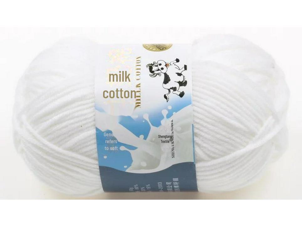 Комплект из 5 нитей детской шерстяной шапки и шарфа из молочной хлопковой пряжи средней толщины, ручная работа