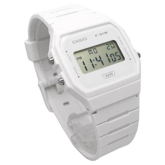CASIO Цифровые Унисекс Наручные Часы Дешевые F-91WB-7A Без Коробки Простая Упаковка Ремешок из Биопластика Белый