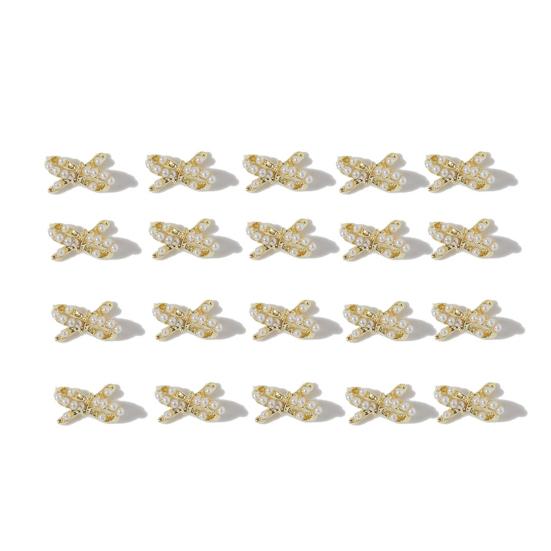 20Pcs Nail Decoration Shiny Visual Effect Show Unique Charm Alloy Excellent Bow-knot Ornament Manicure Nails Accessories for Salon