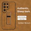 Sheepskin PU Leather Cover Case for Samsung Galaxy S24 Ultra S23 FE S22 Plus S21 S10 A73 A53 A33 A23 A55 A35 A15 A54 A34 A05 Case with Phone Bracket
