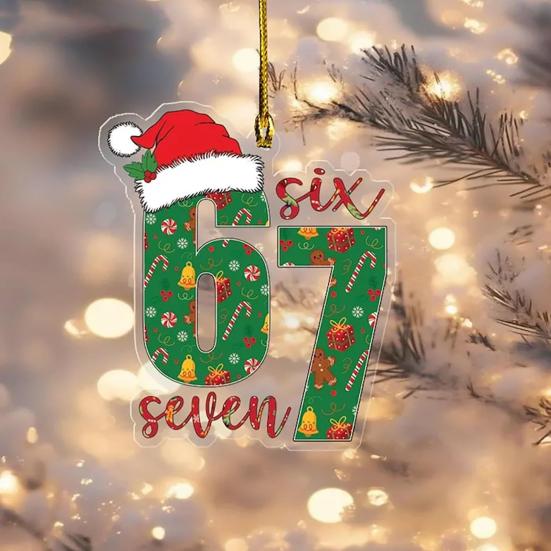 67 Funny Christmas Ornaments 2025 Handmade Santa Ornament Six Seven Meme Decoration Rearview Mirror Holiday Gift Decor