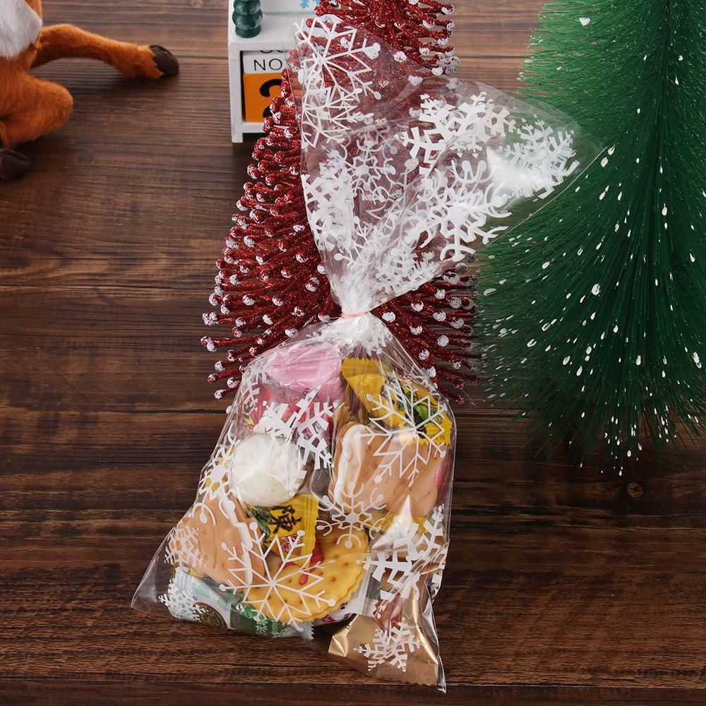 Xmas Favor Gift Transparent Christmas Candy Bags Cellophane Baking Packaging Cookies Storage