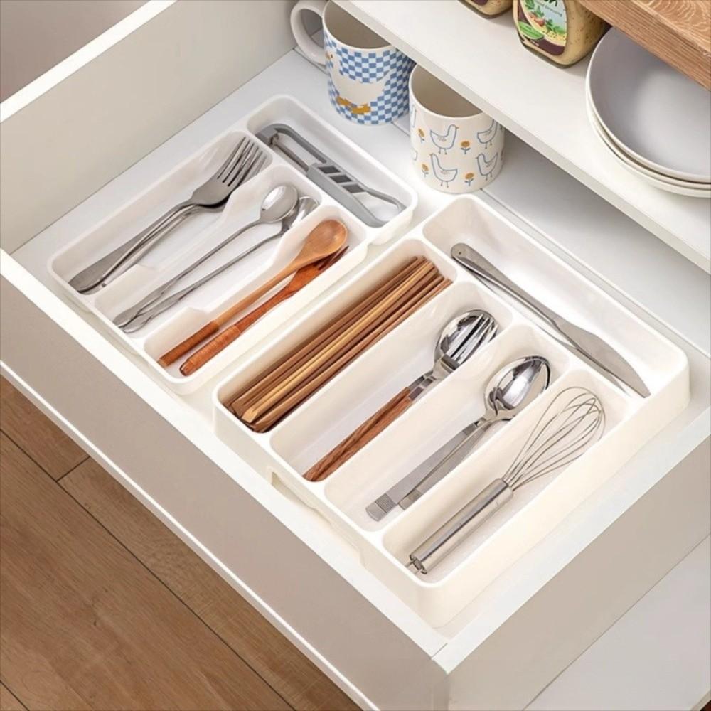 Quality 4/5 Compartments Cutlery Organizer Rectangle Easy Clean Spoon Fork Separation Box Utensil Tray Kitchen