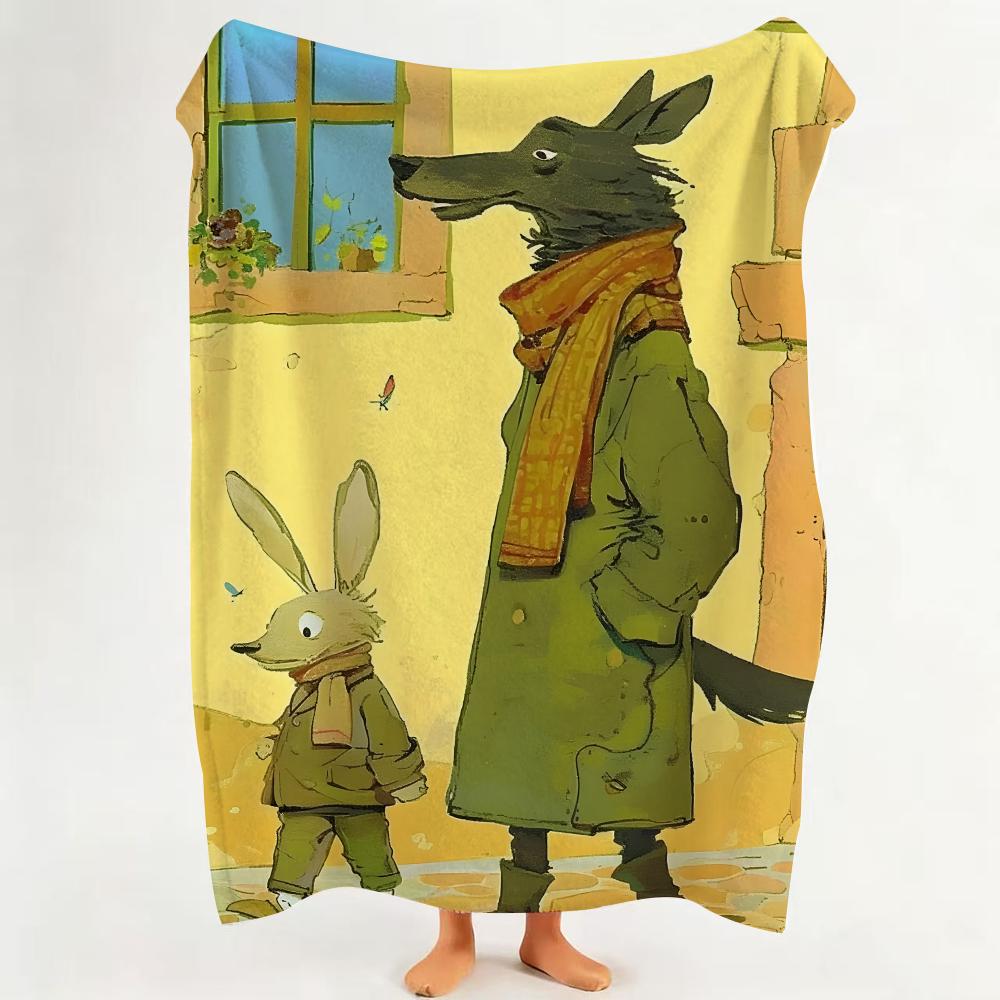 Illustrator W Wolf E Erlbruch Throw Flannel Throw Blanket Suitable for Sofa Living Room Bedroom