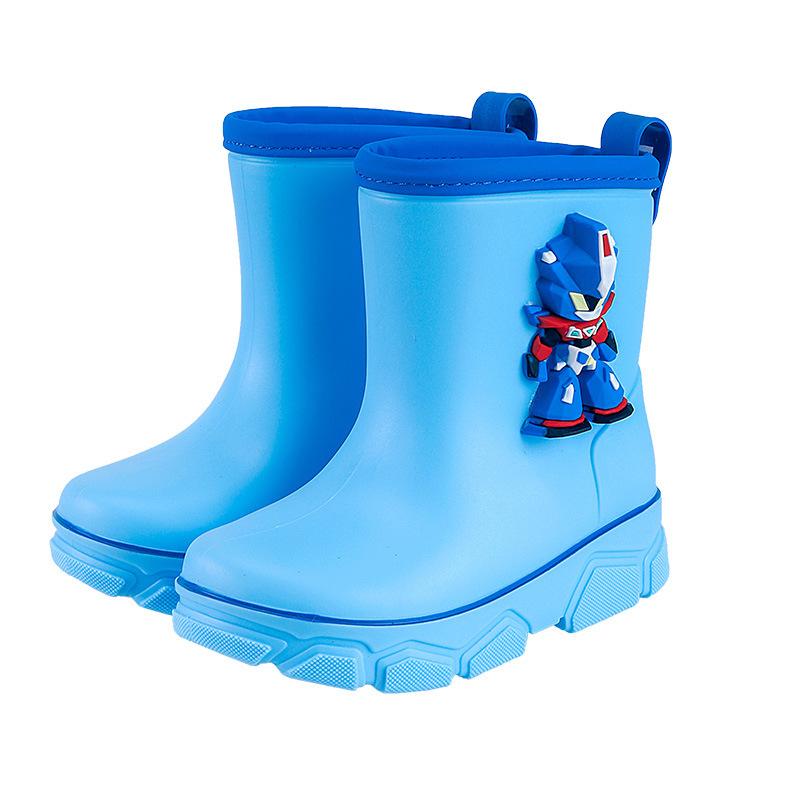 2025 детские дождевики с рисунком из мультфильма износостойкие бархатные теплые и нескользящие школьные водонепроницаемые сапоги средние и большие детские дождевики