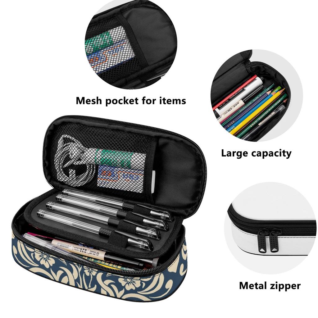 Pencil Case Practical 300D Polyester Easy Open Zipper with Main Pocket Mesh Layer and Removable Pen Divider for Daily School Use