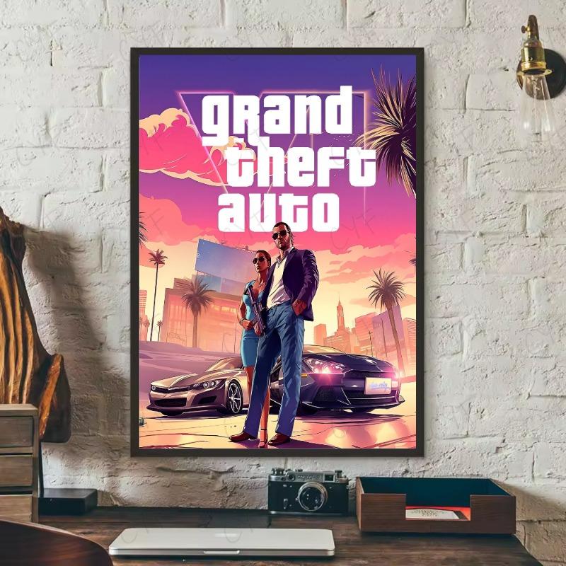Современная видеоигра G-Grand Theft Auto GTA5 Плакат HD искусство липкая стена водонепроницаемый дом гостиная спальня бар эстетическое украшение