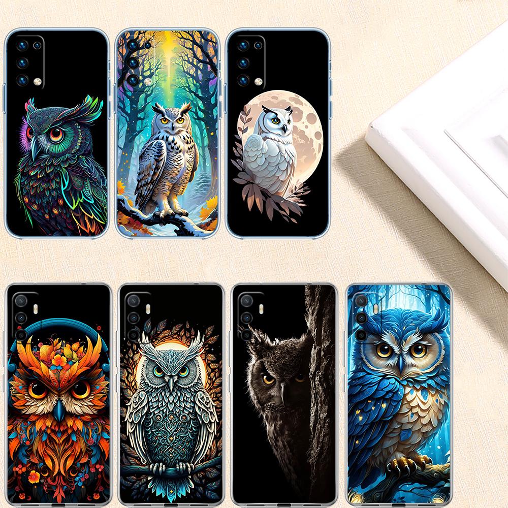 RE16 Cartoon Art Owl Transparent Phone Case for Samsung Galaxy A04 A04S A14 A23 A34 A54 M23 M33 M52 M53