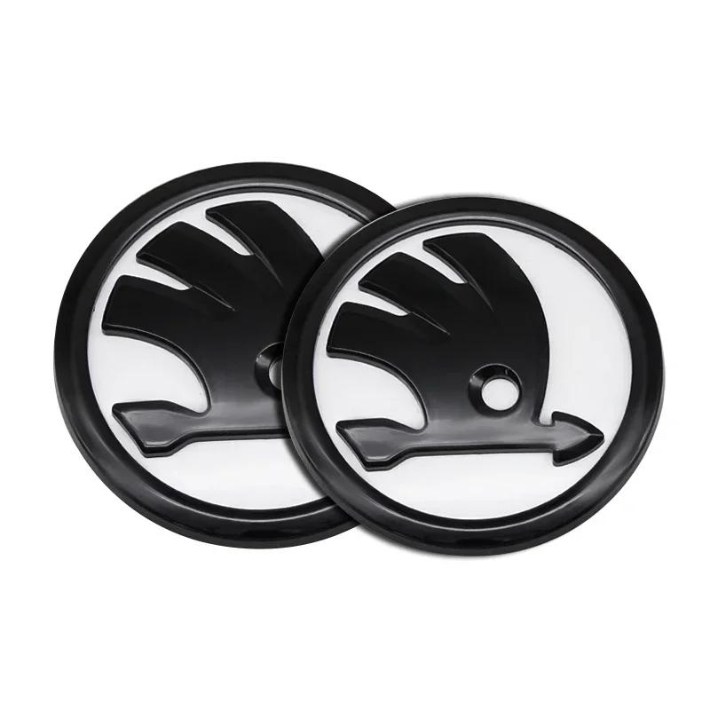 Car Sticker 2026 Hot 2pcs Car Front Hood Badge Rear Trunk Emblem Replacement Sticker For Skoda Yeti VRIS Rapid Octavia a5 a7 Kod