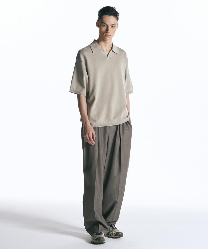 INSILENCE Folding Pintuck Wool Pants Melange Brown