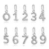100% 925 Sterling Silver Charm Bead Numbers 0-9 Pendant Charms Fit Fashion Bracelets Necklaces Diy Women Jewelry