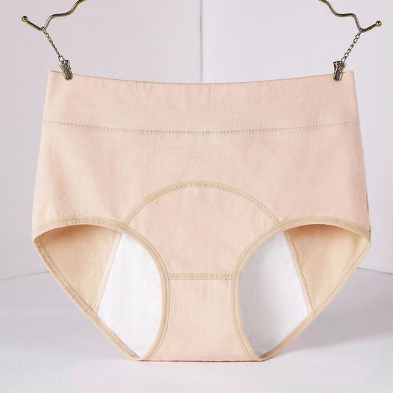 Женские трусики однотонные, большого размера, с высокой талией, бесшовные, эластичные, для предотвращения месячных