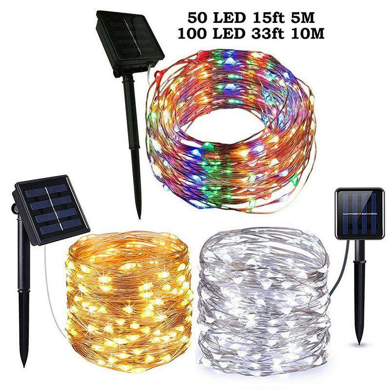 High Efficiency Solar Powered 100 Led Copper Wire Light String For Garden