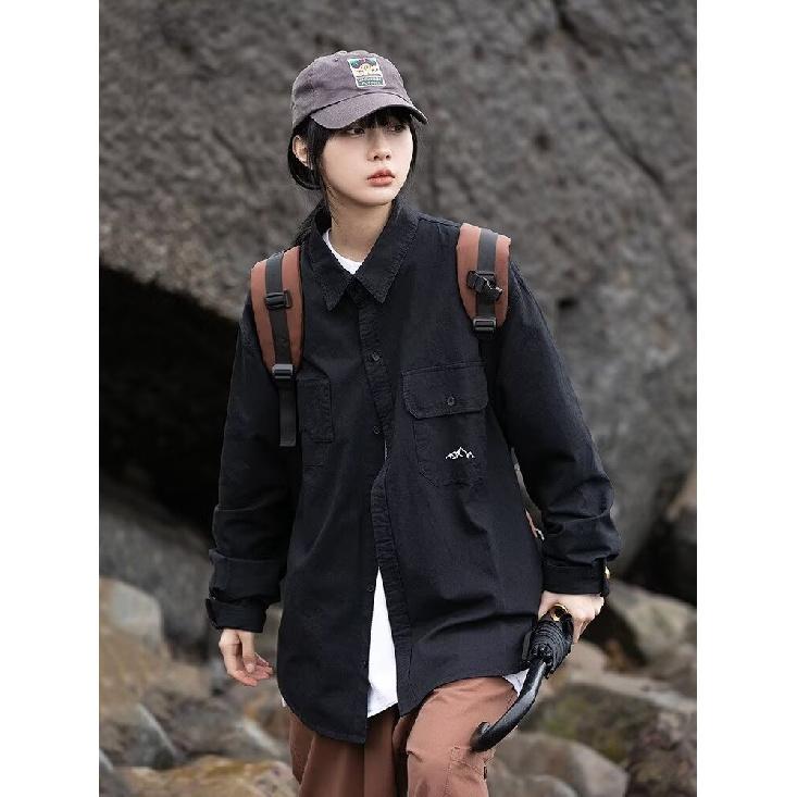2024 Letter Long Sleeve Shirt Japanese Hong Kong Style Ins Loose Shirt Boys Summer Trendy Versatile Casual Coat