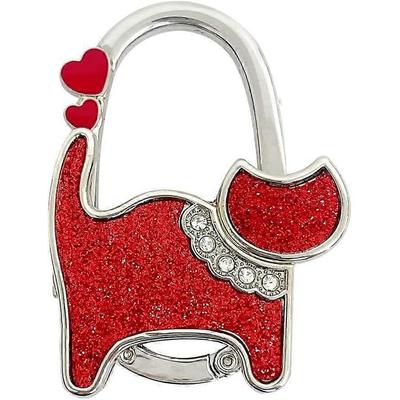 7cmx5cmx1cm Stylish Purse Hook Hanger Foldable Handbag Table Hanger Red Cat