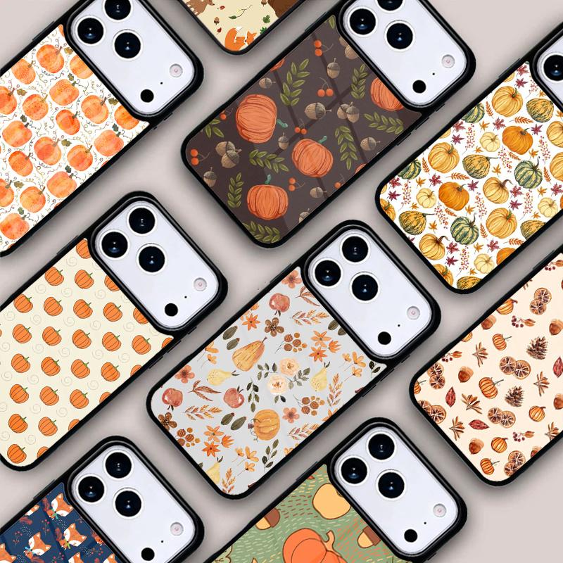 Осенние Листья Падающий Лис Тыква Чехол для Телефона Для IPhone 17 16e 15 14 13 12 11 Pro Max Air Mini Мягкий Защитный Чехол