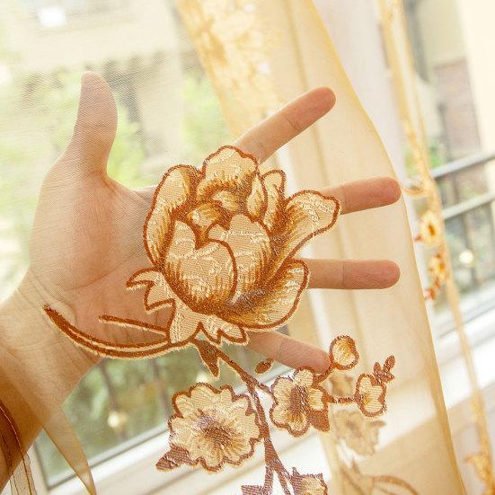 Домашняя дверь, окно, балкон, современная роскошная прозрачная тюль-вуаль с цветочным принтом, занавеска