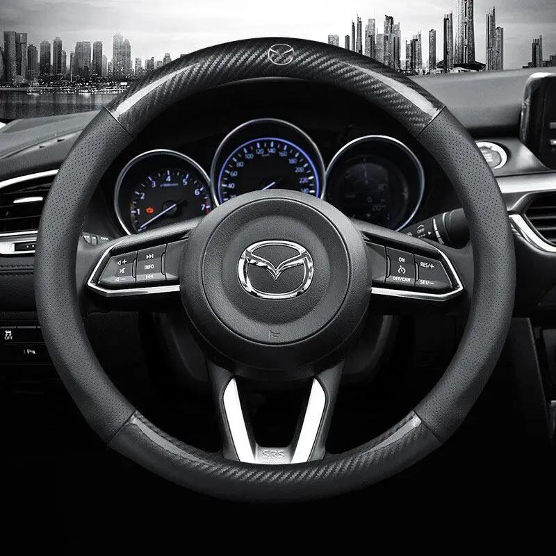 2025 Горячая карбоновая накладка на руль автомобиля Mazda Penutup Stereng Подходит для Mazda 2 3 5 6 8 CX3 CX5 CX8 CX30 MX5 Автомобильные аксессуары