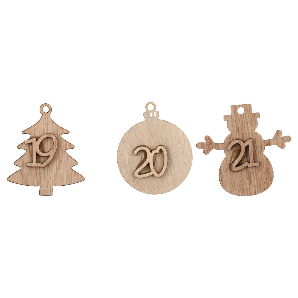 Рождественские украшения клипсы рождественский адвент календарь обратный отсчет подвесные бирки деревянная подвеска номер этикетка