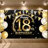 18-е Событие Дисплей Черный Фон 18-я Вечеринка Баннер 18-й День Рождения Дисплей Золотой Блеск Для Праздничного Случая День Рождения Подростка