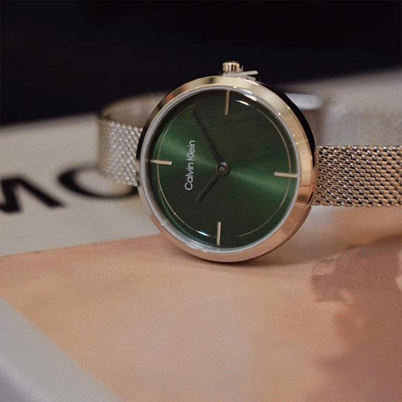 CALVIN KLEIN / Fashion Series Watch Quartz Movement Steel Strap 30.5mm Green Dial Women's Watch Daylight Small Green Watch Sunburst Dial 25200185-gj