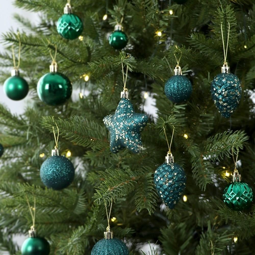 50Pcs/Set Plastic Xmas Tree Hanging Balls Star Christmas Ball Ornaments Party Decorations