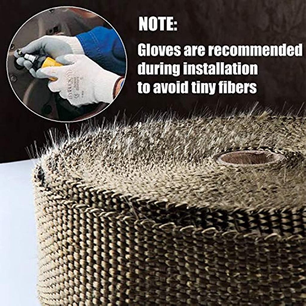 Теплозащитная лента 15 MX, 5 см. Выхлопная лента из базальтового волокна титанового цвета с 10 кабельными стяжками из нержавеющей стали для коллектора. Коллектор с термолентой.