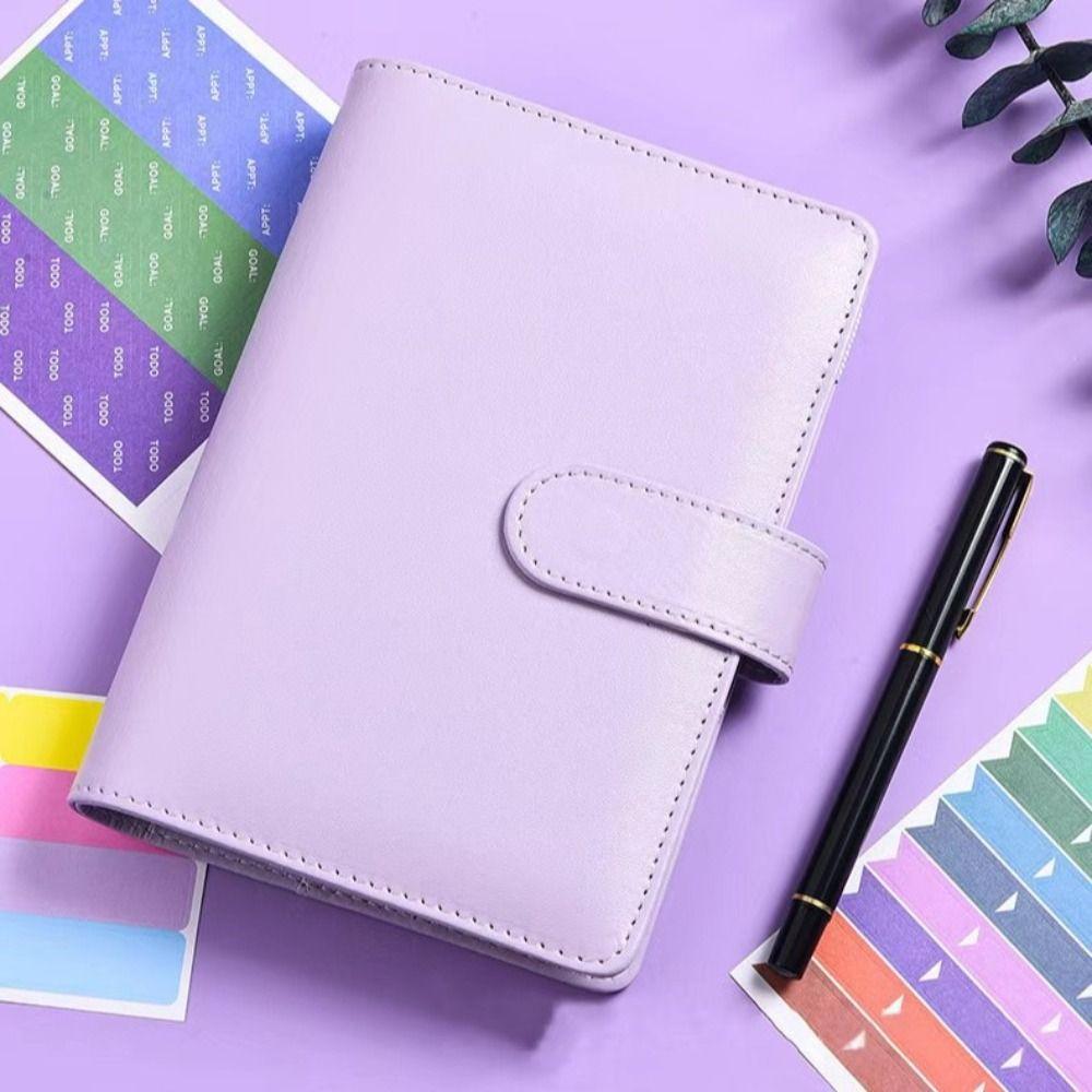 A6 Cash Budget Ledger Magnetic button PU Leather Folder Stickers Loose-leaf Notebook Office