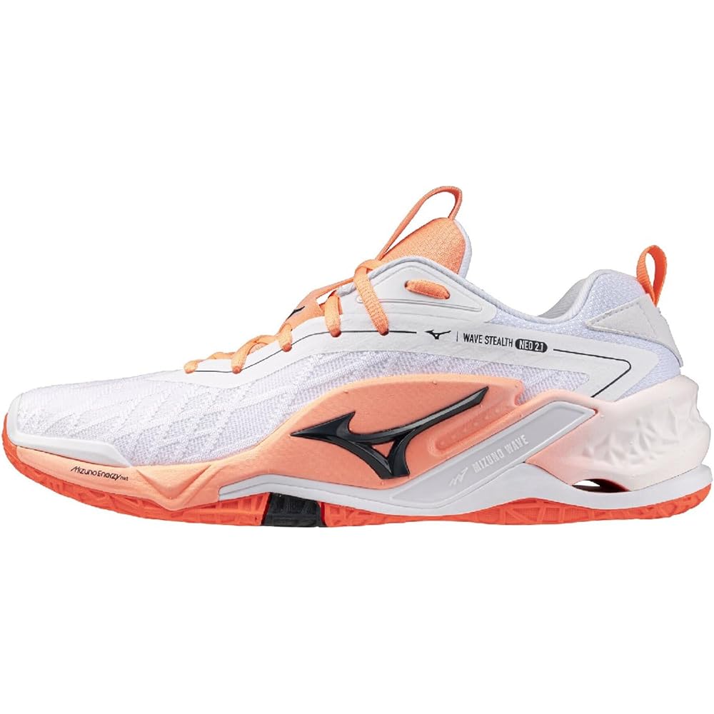 Mizuno Wave Stealth NEO 2.1 Unisex Handball Shoes 25.5 cm 2E White Black Coral