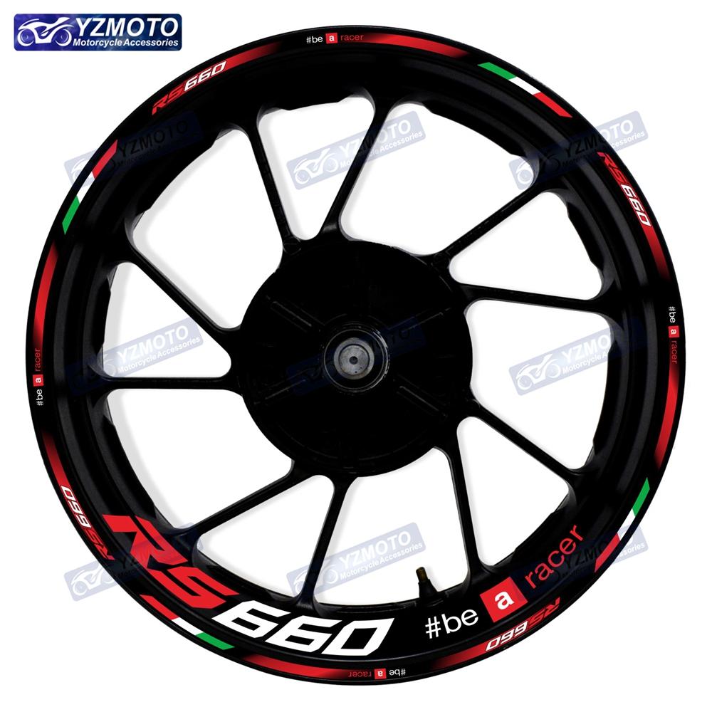 Для мотоцикла Aprilia RS660 RS 660 17-дюймовые наклейки на ступицу переднего и заднего колес Водонепроницаемые светоотражающие наклейки на обода Декоративные наклейки