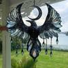 Crescent Moon Raven Suncatcher Gothic Acrylic Crow Sun Catcher Bohemian Window Hanging Decoration for Home Wall Porch