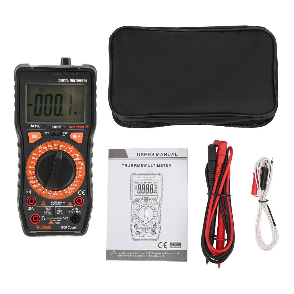 UA19C 20A 1000V LCD Electrical Meter Digital Multimeter with High Accuracy and Buzzer Portable and Multifunction for