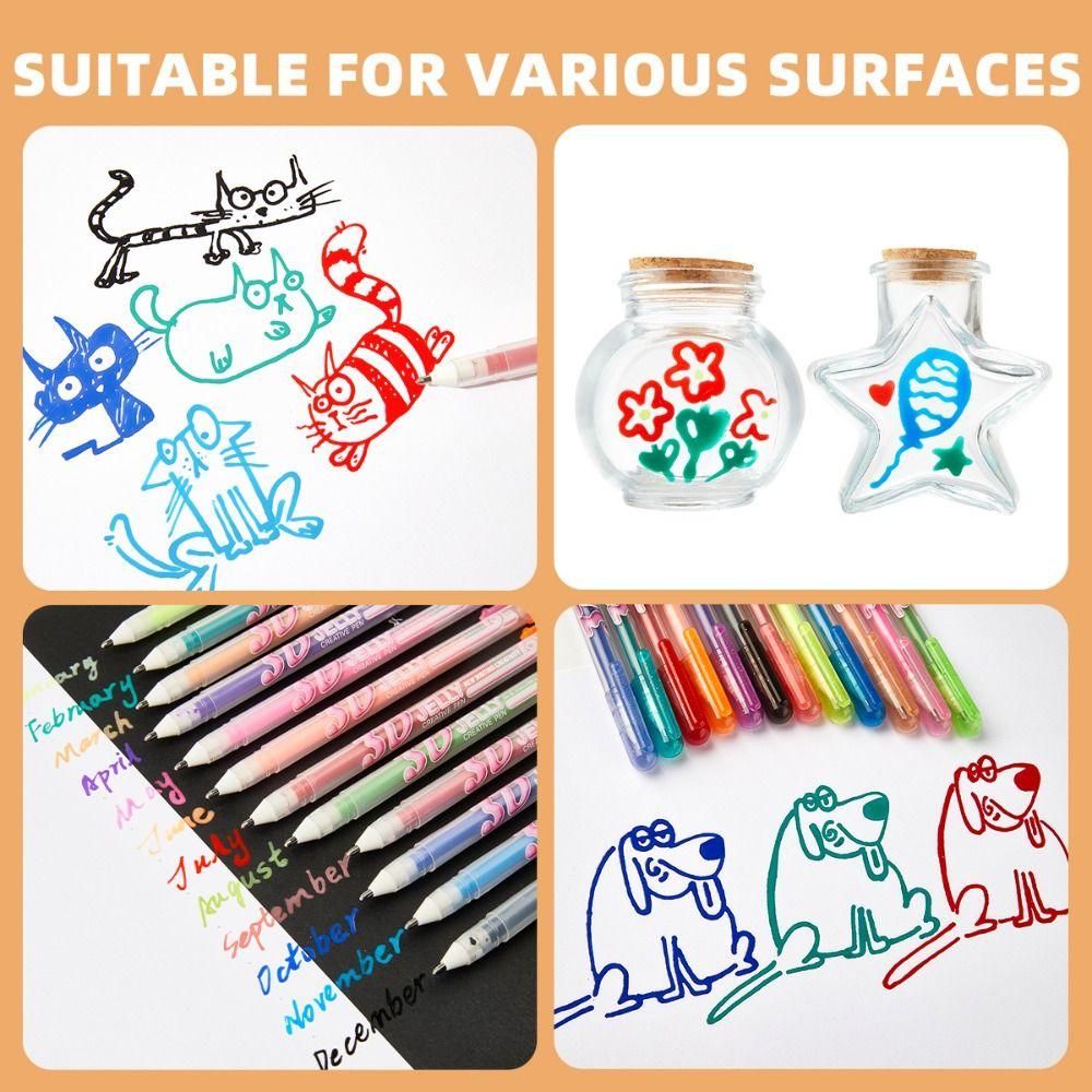 6/12Pcs New DIY 3D Jelly Pens Smooth Glossy Gel Ink Pen Marker Painting Drawing Coloring Colored Pen Crafts Scrapbooks