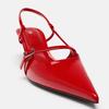 Летние женские туфли-лодочки из красной лакированной кожи с острым концом на высоком каблуке ZAZA 2024, модные тонкие женские туфли с ремешком на пятке и завязками, verano