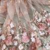 50x125 см Ткань для платья цвета flesh pink, off-white, с вышивкой бисером и пайетками, кружевная ткань с 3D-аппликацией в виде цветов, премиум-класс