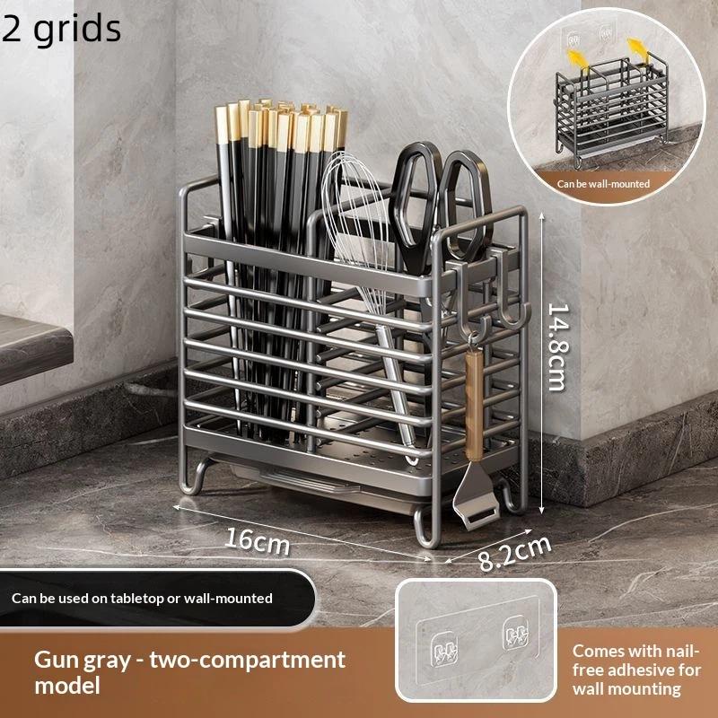 No-Drill Kitchen Cutlery Holder Wall Mounted Stainless Steel Space-Saving Sturdy Utensil Organizer for Apartment Rental