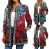 Fashion Ladies Vintage Ethnic Print Long Sleeve Jacket Jacket Cardigan Top