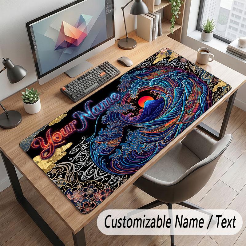 Octopus Sea Life Theme Customized Mouse Pad Personalized Print Name Text Desk Mat For Home Office Table Decor
