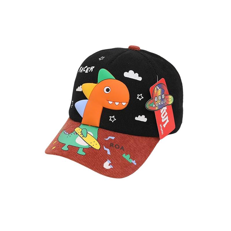 Spring Summer Child Cartoon Dinosaur Outdoor Corduroy Collision Color Baseball Cap For Boy Girl Adjustable Cap