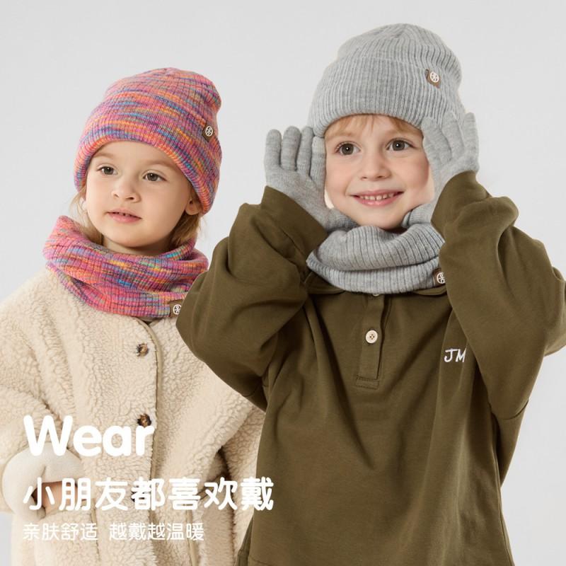 Kids Seamless Knit Hat Scarf Gloves Set Double-Layer Fleece Lined Warm Winter Accessory Outdoor Cold Weather
